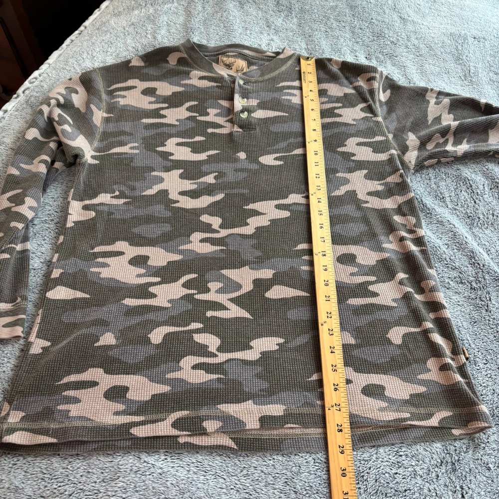 Canyon Trail Men XL Henley Shirt Green Camo Waffle Knit Thermal Outdoor 19787 - Picture 8 of 11